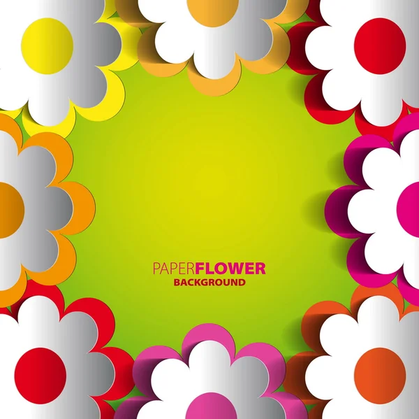 Color paper flowers cutout background — Stock Vector