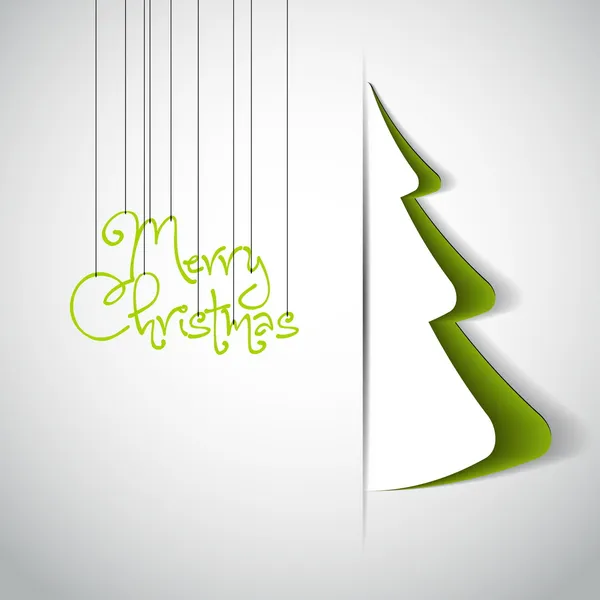 Frohe Weihnachten Papier Baum Design Grußkarte — Stockvektor