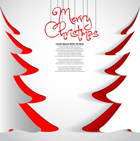 メリー クリスマス紙ツリー設計グリーティング カード — ストックベクタ