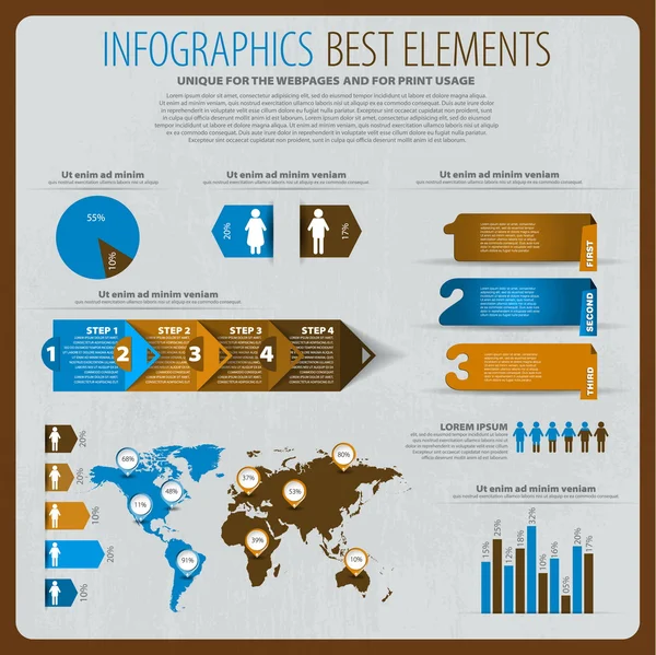 Nastavit prvky infografiky — Stockový vektor