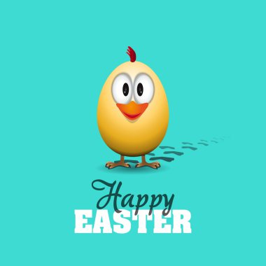 komik Paskalya yumurtası chick - arka plan illüstrasyon - mutlu Paskalya