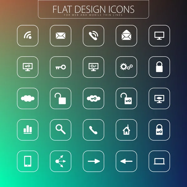 Diseño plano - paquete de iconos. Iconos de línea simples. Set de iconos finos — Archivo Imágenes Vectoriales