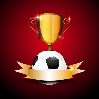 Soccer ball and trophy background clipart