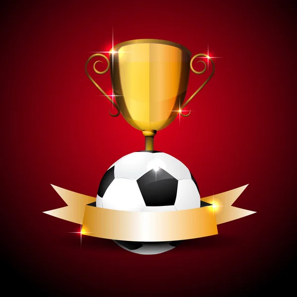 Bola de fútbol y fondo trofeo — Vector de stock