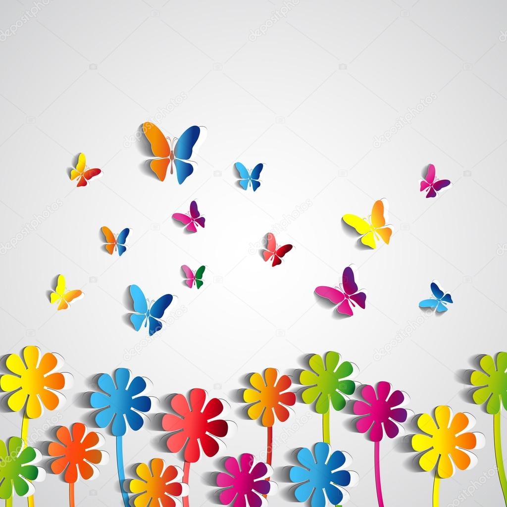 Download Paper Flowers And Butterflies Vector Image By C Matju78 Vector Stock 42721555