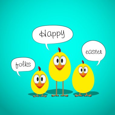 Mutlu Paskalyalar Üç komik piliç ve işaret
