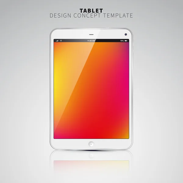 Tablet PC realista con pantalla a color . — Vector de stock