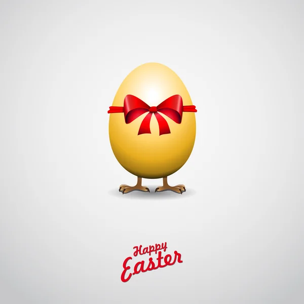 Uovo di Pasqua divertente con fiocco rosso — Vettoriale Stock
