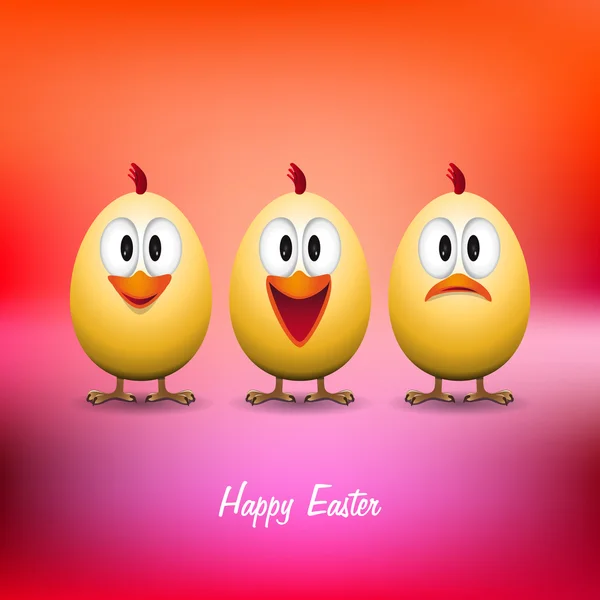 Happy easter - Funny chicken eggs — Stock Vector