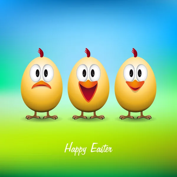 Happy easter - Funny chicken eggs — Stock Vector