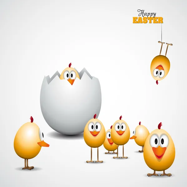 Funny Easter eggs chicks — Stock Vector