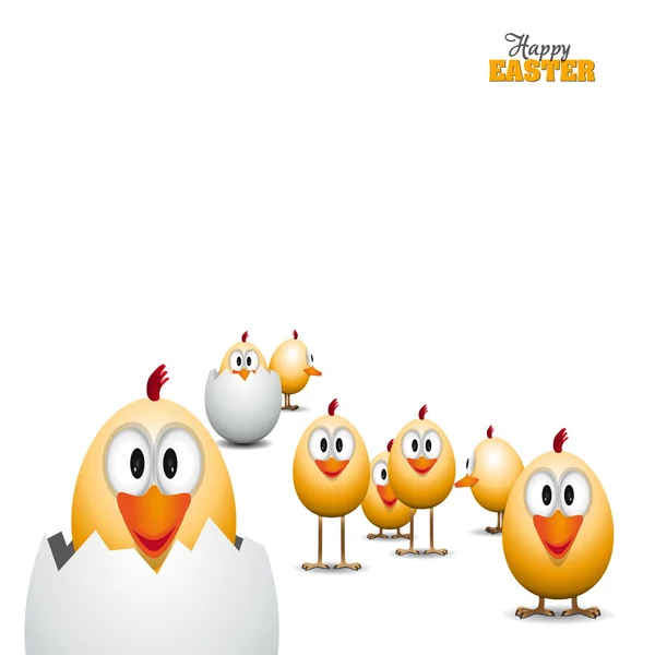 Funny Easter eggs chicks — Stock Vector