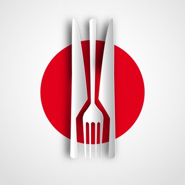 Papercut çatal ve kaşık arka plan üzerinde