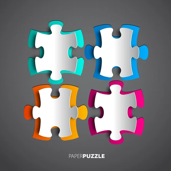 Quattro colorati puzzle di carta — Vettoriale Stock