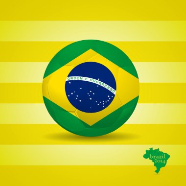 Soccer ball and flag of Brazil 2014 clipart