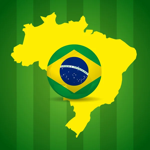 Kaart en voetbal bal van Brazilië 2014 — Stockvector