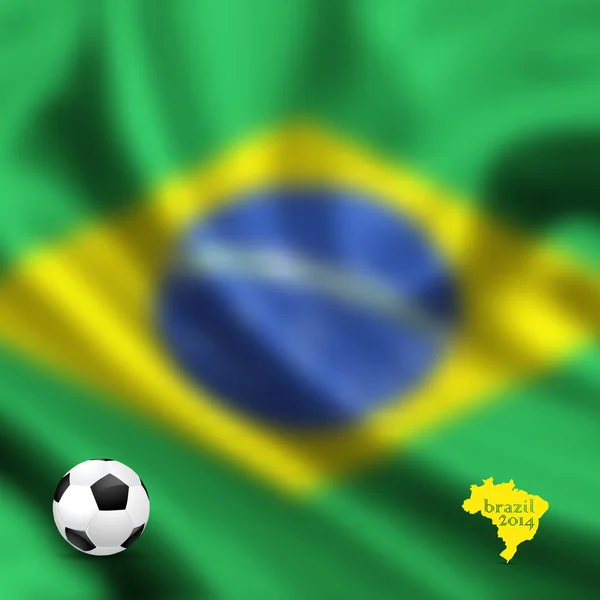 Voetbal en de vlag van Brazilië 2014 — Stockvector