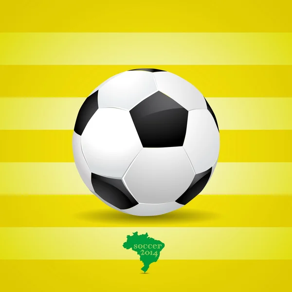 Futball labda és Brazília Térkép, a 2014-es foci — Stock Vector