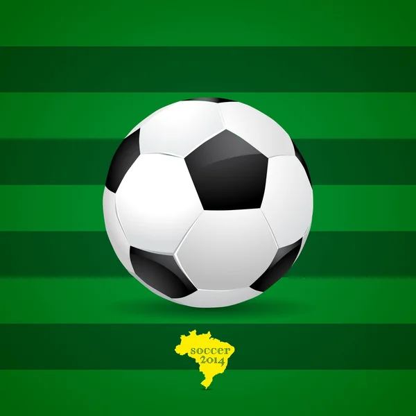 サッカー 2014年のサッカー ボールとブラジルの地図 — ストックベクタ