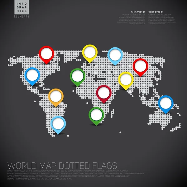 Dark Infographics Mapa do mundo — Vetor de Stock