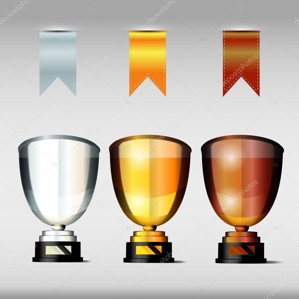 Victory cups with ribbons