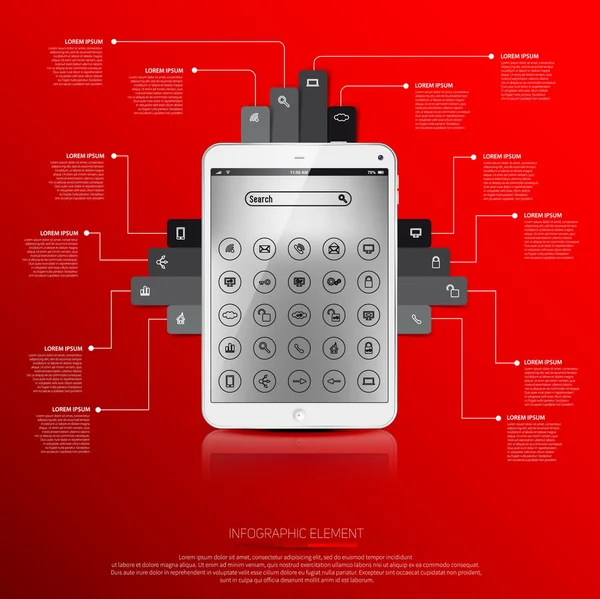 Infografía realista de tableta — Vector de stock