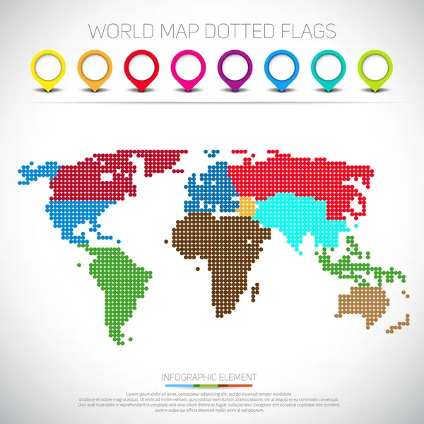 Dot Mappe del mondo e globi — Vettoriale Stock