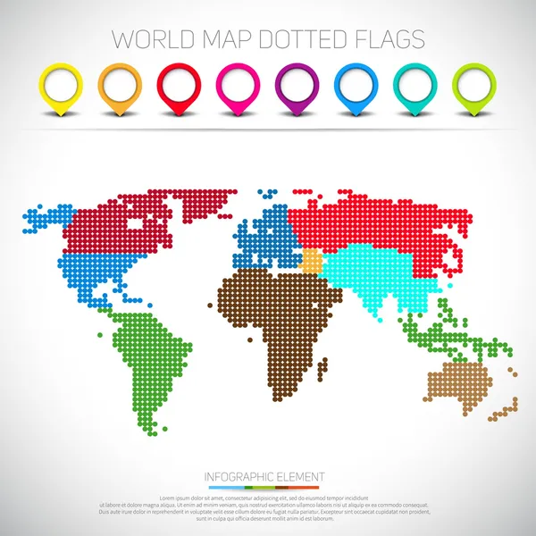 Dot World mapas e globos — Vetor de Stock