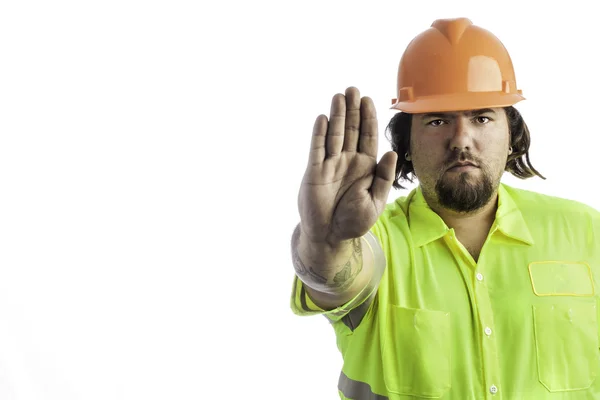Construction Worker with hand out — Stock Photo, Image
