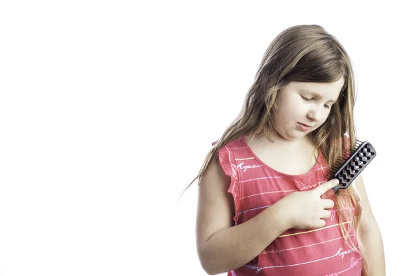 Girl Brushing Hair — Stock Photo, Image