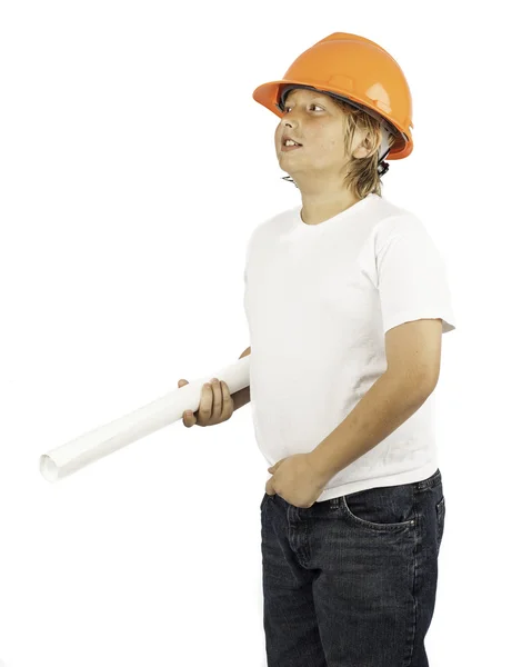 Boy in Hard hat — Stock Photo, Image