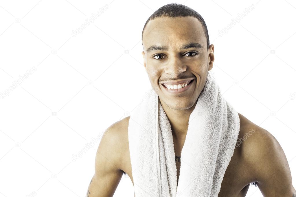 Young black male with towel