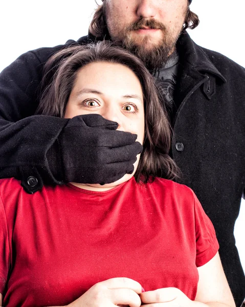 Vrouw wordt aangevallen Rechtenvrije Stockfoto's