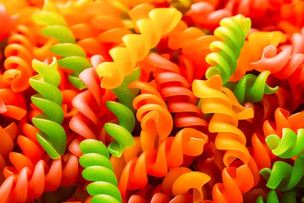 Fusilli Colorati Crudi Foto Macro Primo Piano — Foto Stock