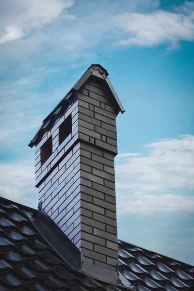 Brick Fireplace Chimney Roof Close — Foto de Stock