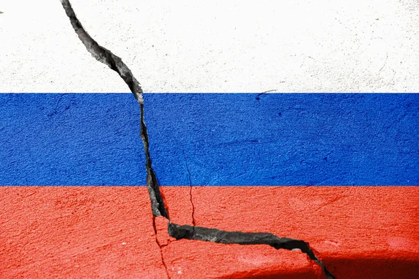 Государственный Флаг России Треснувшей Штукатурке — стоковое фото