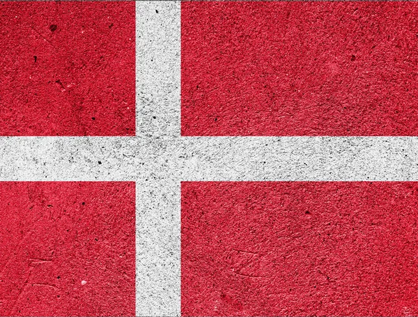 Bandeira Nacional Dinamarca Numa Parede Rebocada — Fotografia de Stock