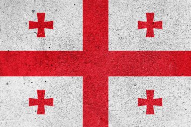 Alçılı duvarda Ulusal Gürcistan bayrağı