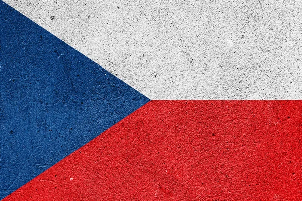 Державний Прапор Чехії Цементній Штукатурці — стокове фото