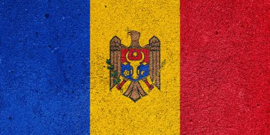 Flag of the Republic of Moldova on cement plaster