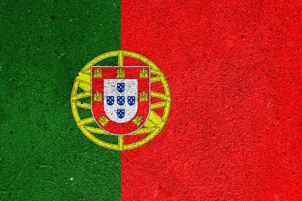 Flaga Republiki Portugalii Tynku Cementowym — Zdjęcie stockowe