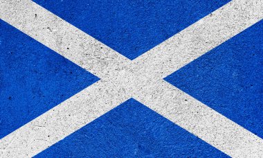 State flag of Scotland on a plaster wall