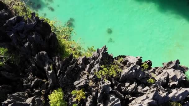 Aerial View Drone Big Lagoon Nido Philippines Can See Lagoon — Stock video
