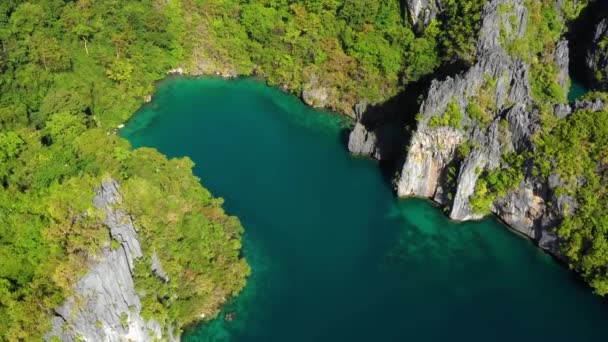 Aerial View Drone Big Lagoon Nido Philippines Can See Lagoon — Stok video