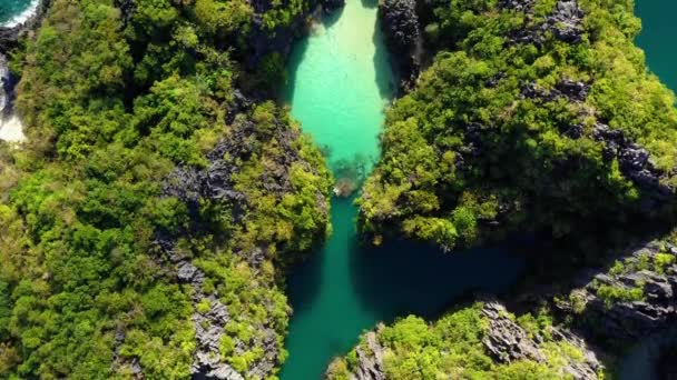 Aerial View Drone Big Lagoon Nido Philippines Can See Lagoon — 图库视频影像