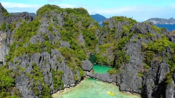 Boats Middle Big Lagoon Nido Philippines Perfect Leisure Travel Paradise — ストック動画