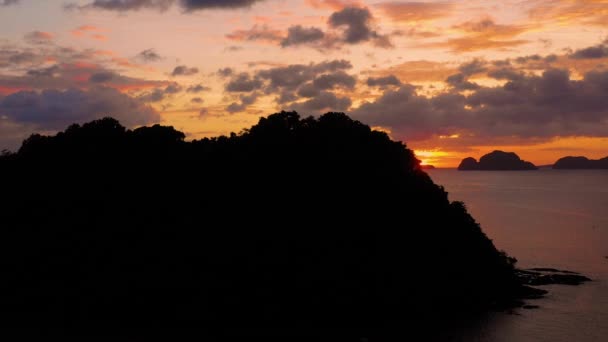 Island Nido Philippines Orange Sunset Paradise Landscape Only Islands South — Video