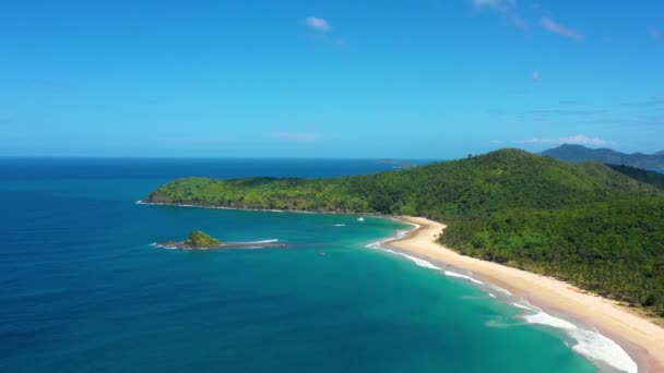 Aerial View White Sand Beach Nido Philippines Can See Mountains — Vídeo de Stock