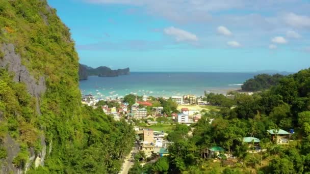 Town Harbor Nido Island Philippines Paradise Landscape Perfect Leisure Activities — стоковое видео