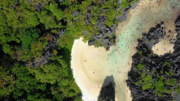 Aerial View Drone Secret Lagoon Nido Philippines Can See People — Stock Video